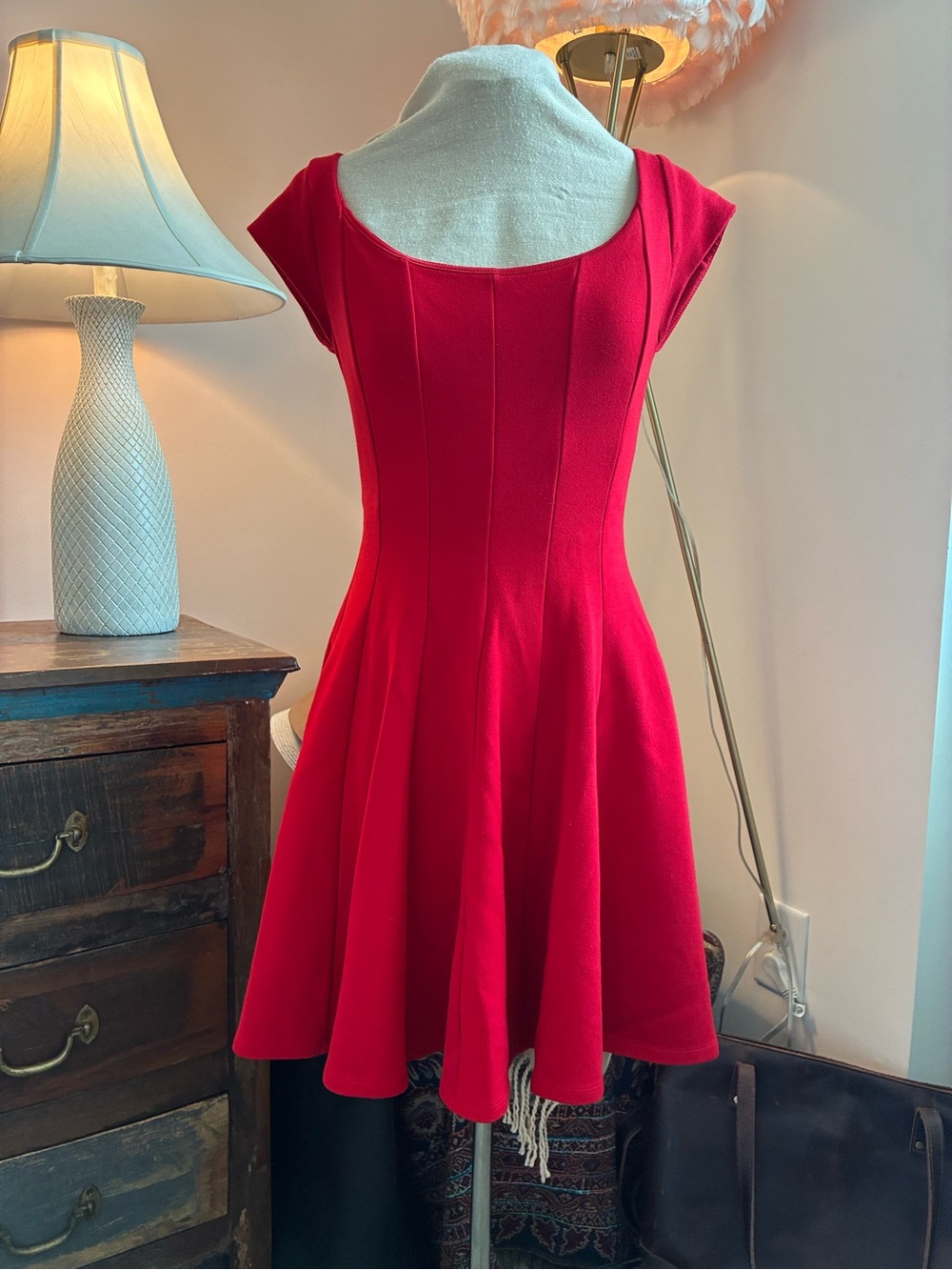 Vintage Made in USA Bailey 44 Red Scoop-Neck Fit & Flare Dress